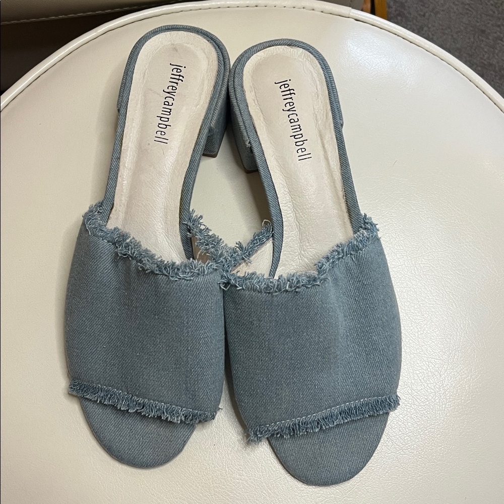 Anthropologie Jeffery Campbell Denim Slides Size 9 - Picture 2 of 12